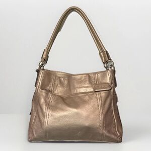 Naturalizer Silver Leather Shoulder Bag – Multi Pocket Everyday Handbag